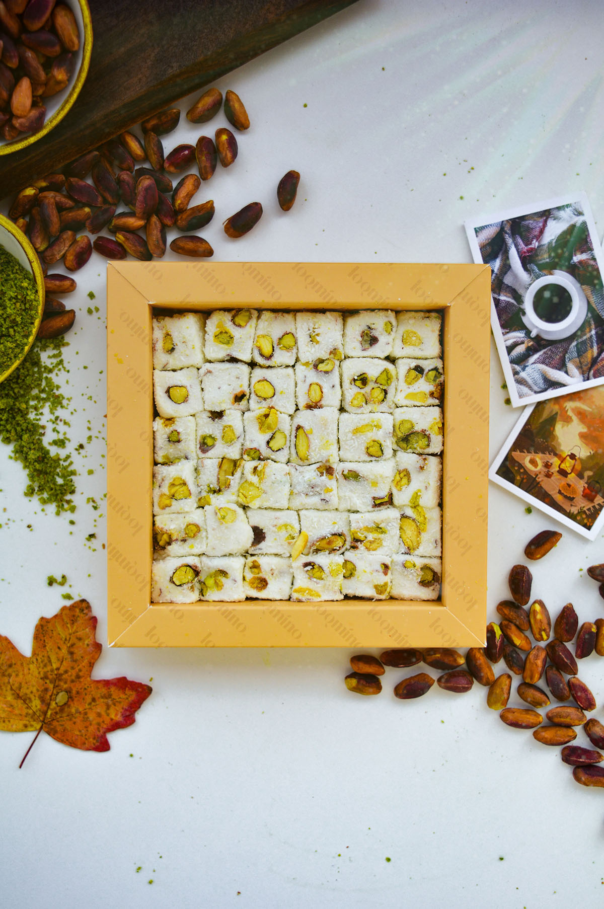 Double Roasted Loqque Delight with Pistachio and Plant Juic (Gypsophila Paniculata)