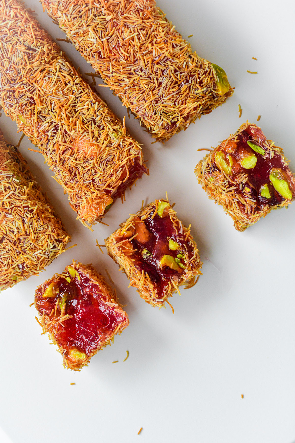 Lomio Delight With Kadaif, Pomegranate And Pistachio