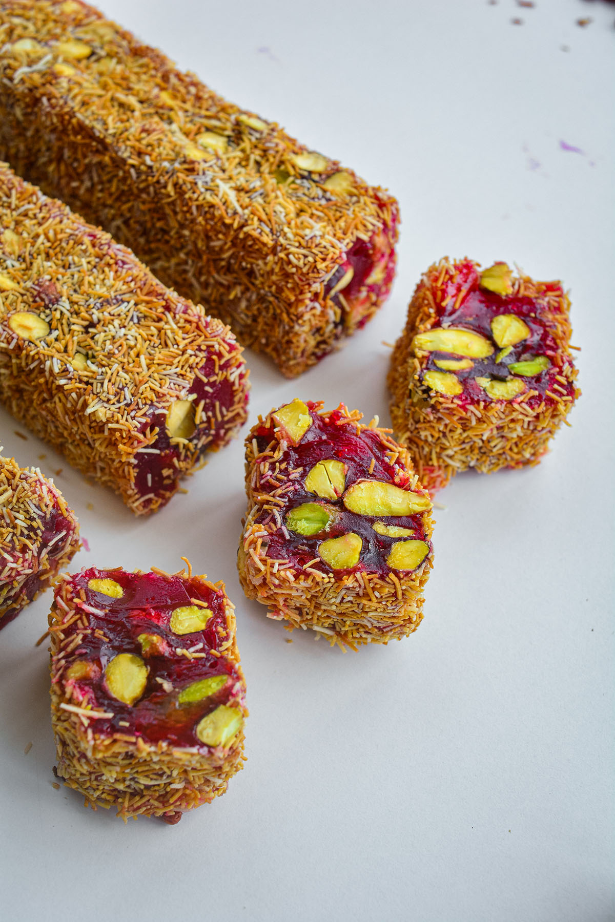 Lomio Delight With Kadaif, Pomegranate And Pistachio