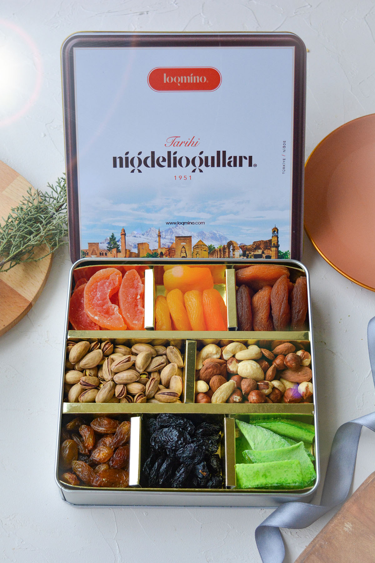 Square Box Fruit And Cookies